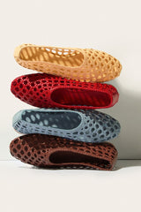 Ava Ballet Flats in Red Woven Leather
