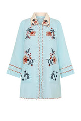 Scallop Edge Mini Dress in Mint Blue