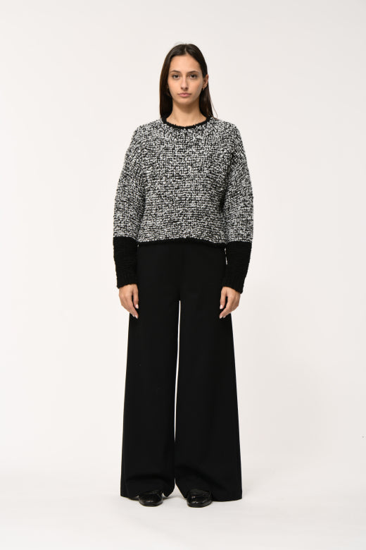 Knit Jumper in Black Fleck