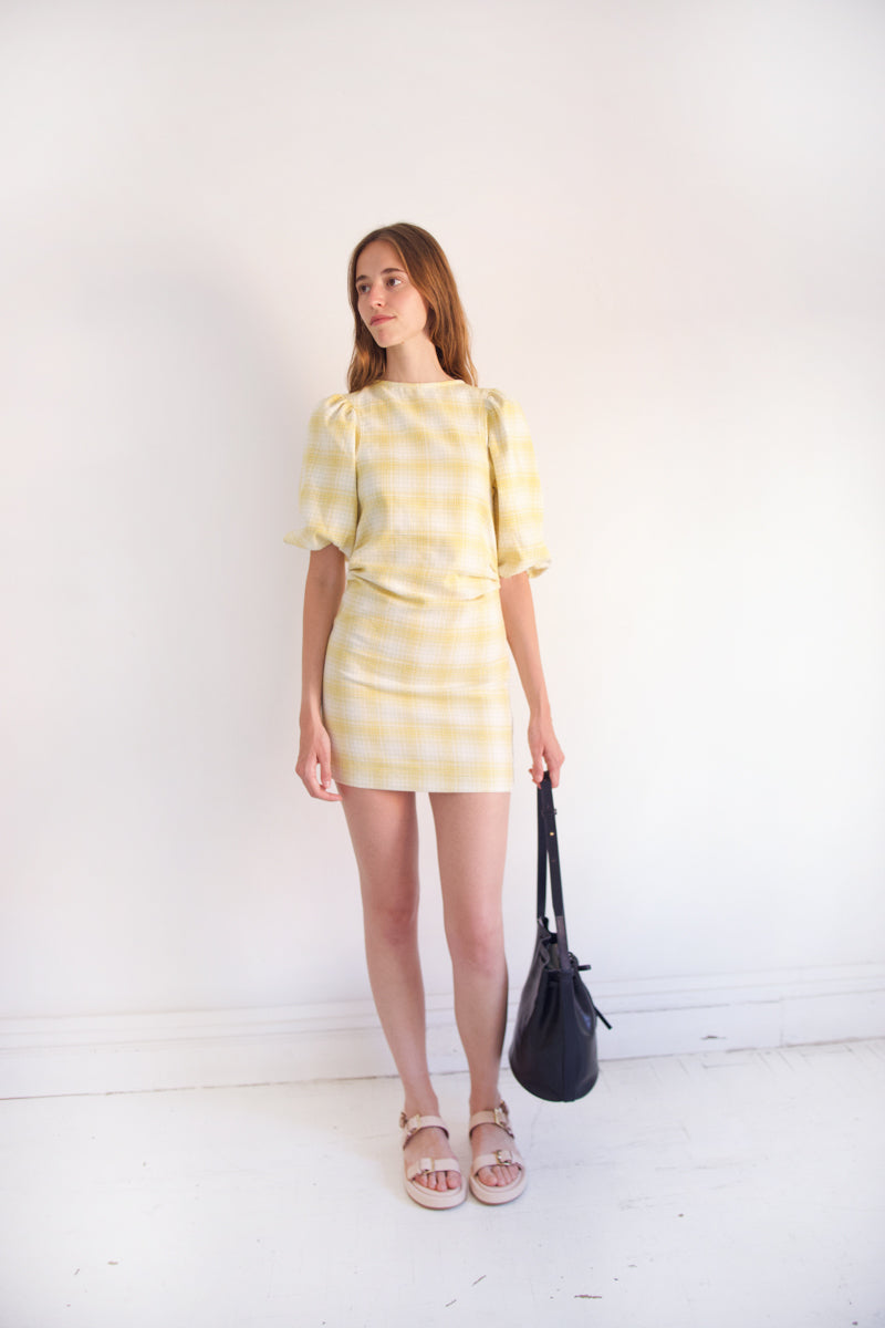 Check Dress in Pastel Yellow