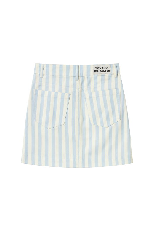 Striped Denim Skirt in Light Blue