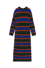 Striped Knitted Maxi Dress in Bottle Green