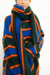 Striped Knitted Maxi Dress in Bottle Green
