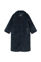 Faux Fur Coat in Navy