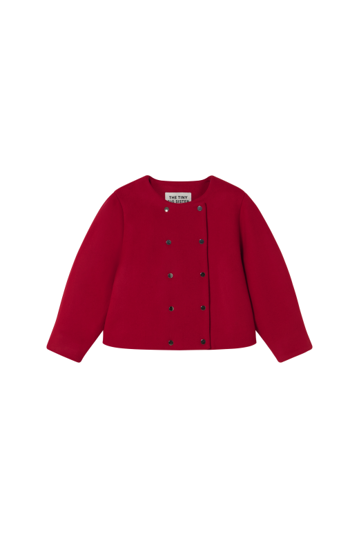 Buttoned Wool Jacket in Red