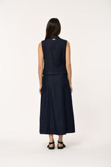 Lozen Waist Coat in Dark Denim