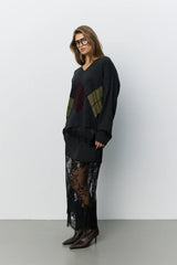 Palea V-Neck Sweater in Dark Grey