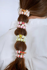 Pearly Donut Scrunchie Bracelet in Neon Orange