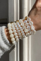 Round Scrunchie Bracelet in Large Pearls