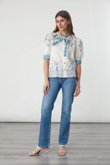 Poppy Blouse in Indigo Coral