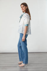 Poppy Blouse in Indigo Coral