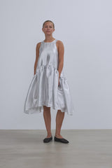 Oversized Midi Dress in Pearl Silver