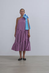 Striped Bow Midi Dress