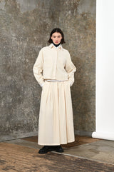 Wide-Leg Corduroy Culottes in Off White