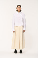 Wide-Leg Corduroy Culottes in Off White