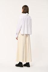 Wide-Leg Corduroy Culottes in Off White
