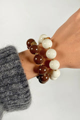 Round Gold Bead Bracelet in Chocolate