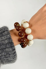 Round Gold Bead Bracelet in Ecru