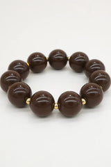 Round Gold Bead Bracelet in Chocolate