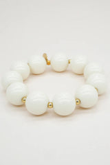 Round Gold Bead Bracelet in Ecru