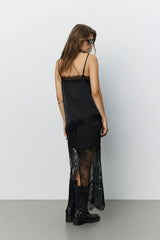 Leona Satin Lace Top in Black