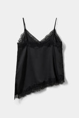 Leona Satin Lace Top in Black