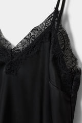 Leona Satin Lace Top in Black