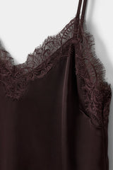 Leona Satin Lace Top in Dark Plum
