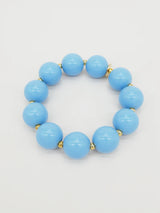 Round and Gold Bead Bracelet in Blue