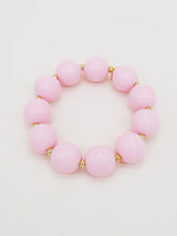 Round and Gold Bead Bracelet in Pink