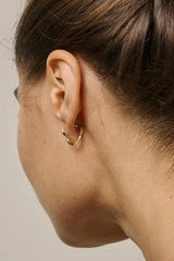 Small Hammered Heart Hoops in Gold