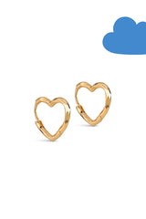 Small Hammered Heart Hoops in Gold