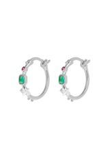 Small Storybook Hoop Earrings in Silver