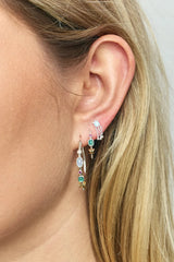 Small Storybook Hoop Earrings in Silver