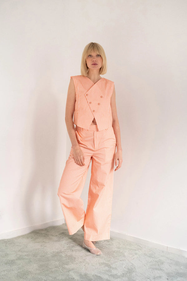Striped Trousers in Pastel Pink