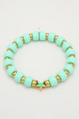 Starfish Charm Scrunchie Bracelet in Mint Green