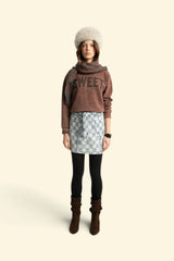 'Sweet' print Sweatshirt in Faded Brown