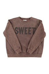 'Sweet' print Sweatshirt in Faded Brown