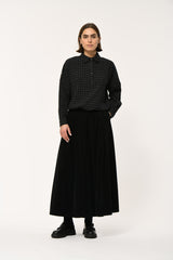 Wide-Leg Corduroy Culottes in Black