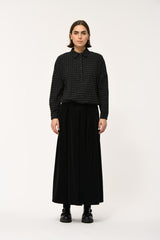 Wide-Leg Corduroy Culottes in Black