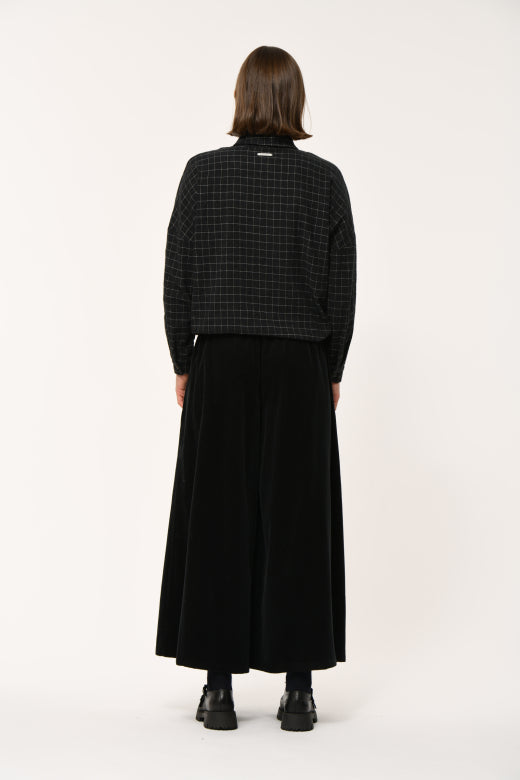 Wide-Leg Corduroy Culottes in Black