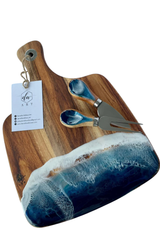 Maine Ocean Resin Cheese Board Set (w/fork & knife)