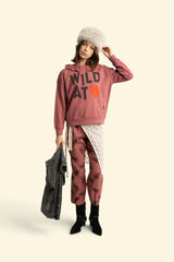 Ruffled Collar Sweatshirt in Old Pink