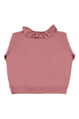 Ruffled Collar Sweatshirt in Old Pink