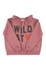 Ruffled Collar Sweatshirt in Old Pink