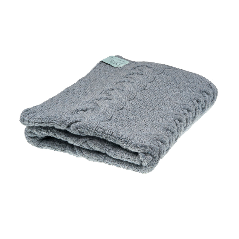 Aran Knit Throw in Soft Grey