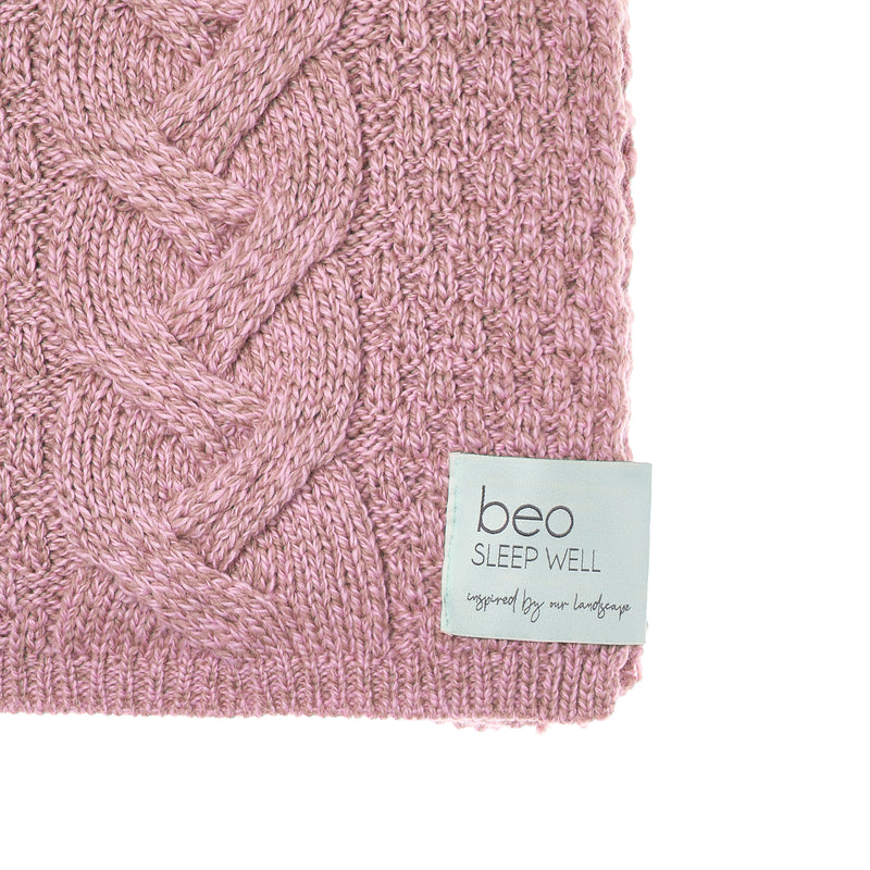 Aran Knit Throw in Pink Dusk